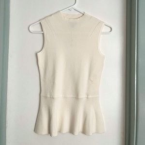 NWT Talbots Ivory Ribbed Peplum Shell Sweater Top, Petite Petite